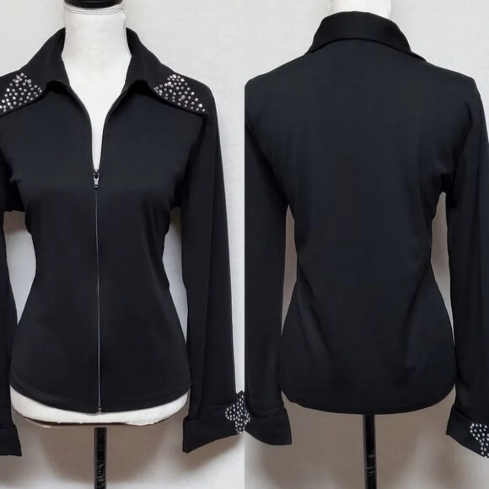 Rare Vintage 1990s Valencia Black Heart Embellished Full-zip Lightweight Jacket